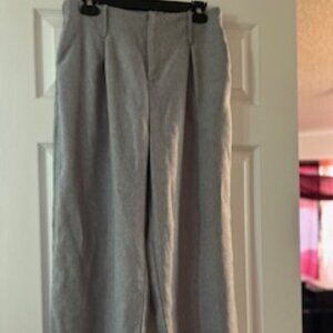 Light Grey Dress Pants-"Shein" large, zipper, pleated waist-pockets-belt loops